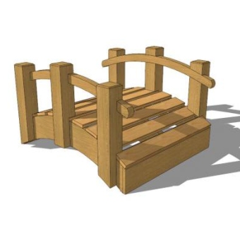 短小木桥栈道桥SU模型下载_sketchup草图大师SKP模型