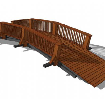 公园小木桥栈道桥SU模型下载_sketchup草图大师SKP模型