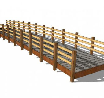 户外小木桥SU模型下载_sketchup草图大师SKP模型