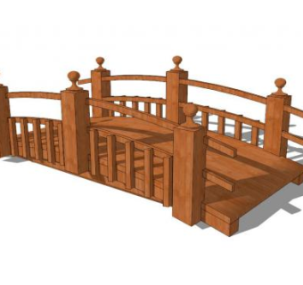 木桥栈道桥SU模型下载_sketchup草图大师SKP模型
