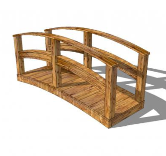 木质小木桥栈道桥SU模型下载_sketchup草图大师SKP模型