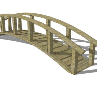 浅色木桥栈道桥SU模型下载_sketchup草图大师SKP模型