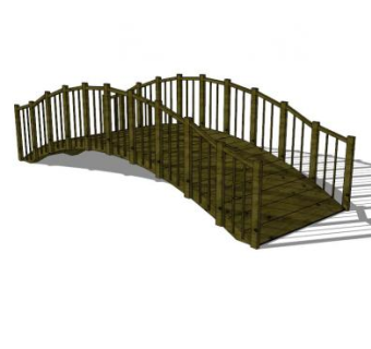 深色木桥栈道桥SU模型下载_sketchup草图大师SKP模型