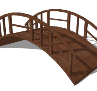 椭圆形小木桥栈道桥SU模型下载_sketchup草图大师SKP模型