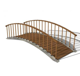 小木桥栈道桥护栏SU模型下载_sketchup草图大师SKP模型