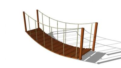 悬崖木桥栈道桥SU模型下载_sketchup草图大师SKP模型