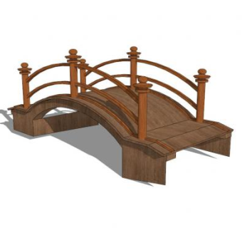 中式木桥吊桥SU模型下载_sketchup草图大师SKP模型