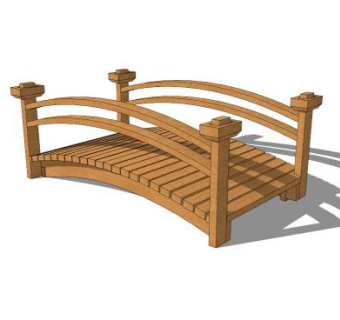 中式木桥栈道桥SU模型下载_sketchup草图大师SKP模型