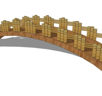 中式小木桥吊桥SU模型下载_sketchup草图大师SKP模型