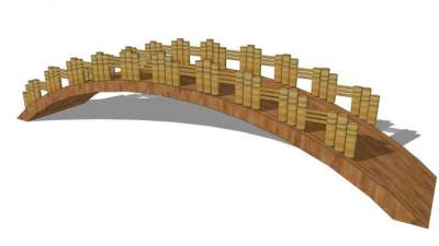 中式小木桥吊桥SU模型下载_sketchup草图大师SKP模型