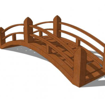 中式小木桥栈道桥SU模型下载_sketchup草图大师SKP模型