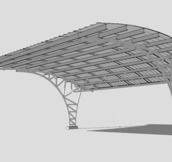 白色现代遮阳棚雨棚SU模型下载_sketchup草图大师SKP模型