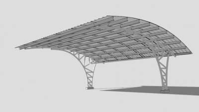 白色现代遮阳棚雨棚SU模型下载_sketchup草图大师SKP模型