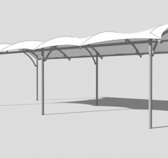 白色遮阳棚雨棚SU模型下载_sketchup草图大师SKP模型
