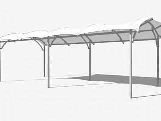 白色遮阳棚雨棚SU模型下载_sketchup草图大师SKP模型