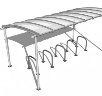 白色自行车架遮阳棚雨棚SU模型下载_sketchup草图大师SKP模型