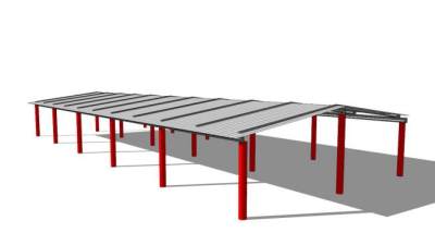 红色遮阳棚雨棚SU模型下载_sketchup草图大师SKP模型