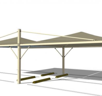 黄色遮阳棚雨棚SU模型下载_sketchup草图大师SKP模型