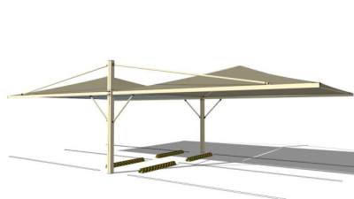 黄色遮阳棚雨棚SU模型下载_sketchup草图大师SKP模型