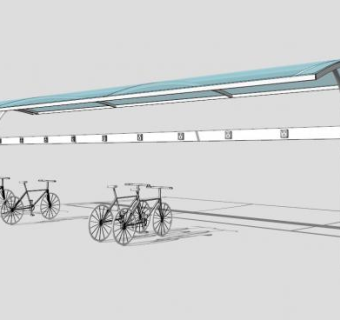 浅蓝色遮阳棚雨棚SU模型下载_sketchup草图大师SKP模型