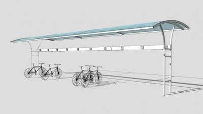 浅蓝色遮阳棚雨棚SU模型下载_sketchup草图大师SKP模型