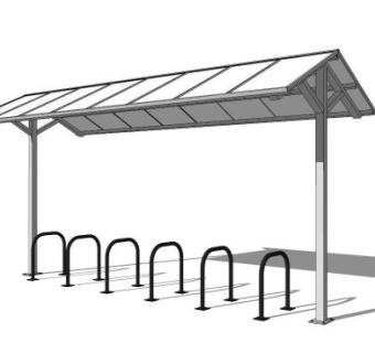 遮阳棚白色雨棚自行车架SU模型下载_sketchup草图大师SKP模型