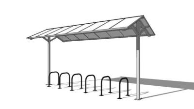 遮阳棚白色雨棚自行车架SU模型下载_sketchup草图大师SKP模型