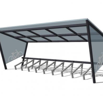 遮阳棚现代自行车架雨棚SU模型下载_sketchup草图大师SKP模型