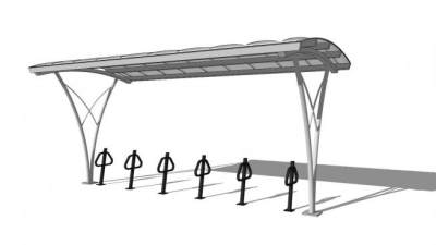 遮阳棚雨棚自行车停车架SU模型下载_sketchup草图大师SKP模型