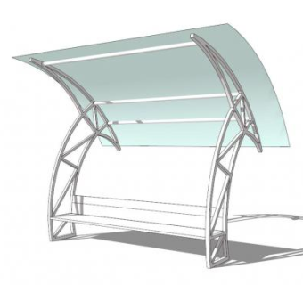 遮阳棚雨棚座椅SU模型下载_sketchup草图大师SKP模型