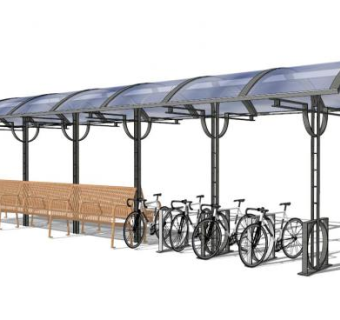 遮阳棚雨停车棚座椅SU模型下载_sketchup草图大师SKP模型