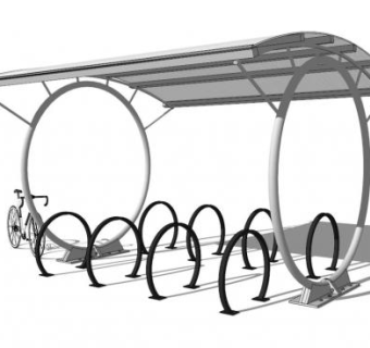 遮阳棚自行车架雨棚停车棚SU模型下载_sketchup草图大师SKP模型