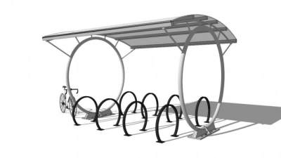 遮阳棚自行车架雨棚停车棚SU模型下载_sketchup草图大师SKP模型