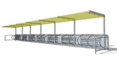 遮阳棚自行车雨棚SU模型下载_sketchup草图大师SKP模型