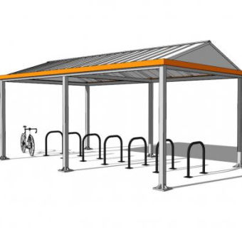 自行车架遮阳棚雨棚停车棚SU模型下载_sketchup草图大师SKP模型