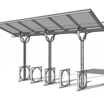 自行车架遮阳棚自行车雨棚SU模型下载_sketchup草图大师SKP模型