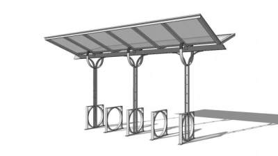 自行车架遮阳棚自行车雨棚SU模型下载_sketchup草图大师SKP模型