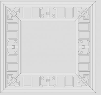 白色正方形窗花雕花SU模型下载_sketchup草图大师SKP模型