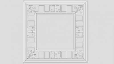 白色正方形窗花雕花SU模型下载_sketchup草图大师SKP模型
