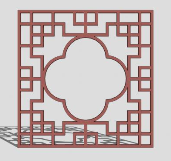 简单窗花雕花SU模型下载_sketchup草图大师SKP模型