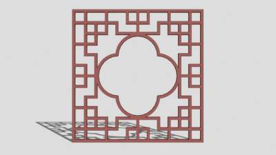 简单窗花雕花SU模型下载_sketchup草图大师SKP模型