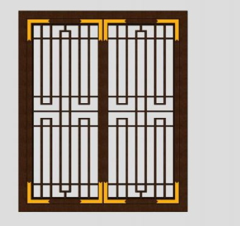 金色装饰窗花雕花SU模型下载_sketchup草图大师SKP模型