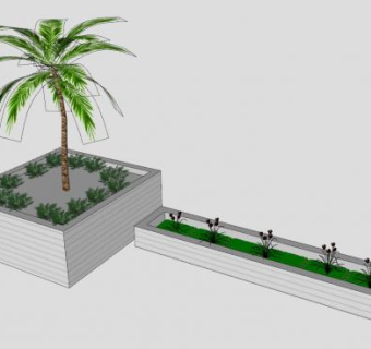 树池花箱盆栽植物SU模型下载_sketchup草图大师SKP模型