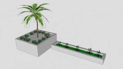 树池花箱盆栽植物SU模型下载_sketchup草图大师SKP模型