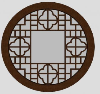 圆形窗花雕花SU模型下载_sketchup草图大师SKP模型
