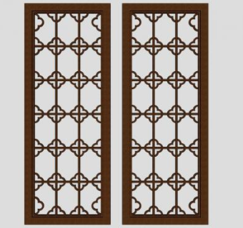 长方形窗花雕花SU模型下载_sketchup草图大师SKP模型