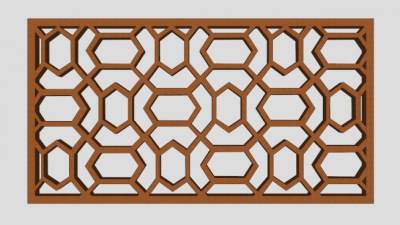 长方形的窗花雕花SU模型下载_sketchup草图大师SKP模型