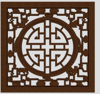 正方形窗花雕花SU模型下载_sketchup草图大师SKP模型
