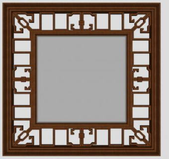 正方形的窗花雕花SU模型下载_sketchup草图大师SKP模型