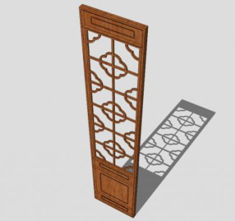 窗花格中式门SU模型下载_sketchup草图大师SKP模型